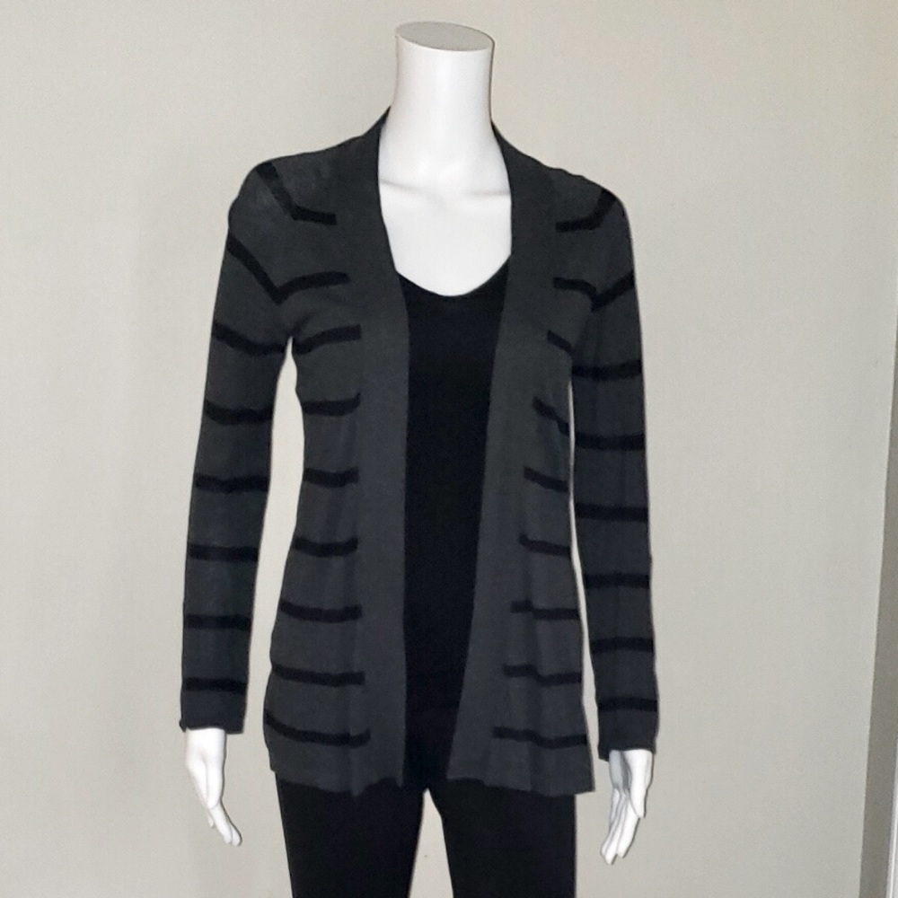 Express Gray and Black Striped Cardigan